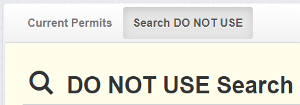 screenshot showing two tabs with the "Search DO NOT USE" tab selected